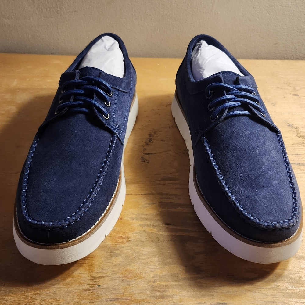 Steve Madden KOLT Men’s Size 8 Navy Suede Moc Toe Lace Up Casual Shoes New w/Box